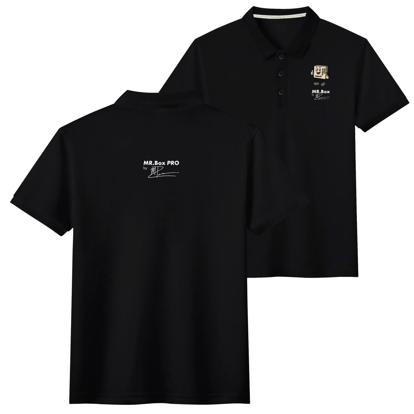Double Side Printing-Man Black Polo Shirt