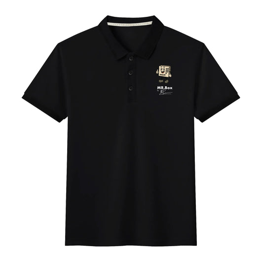 Double Side Printing-Man Black Polo Shirt