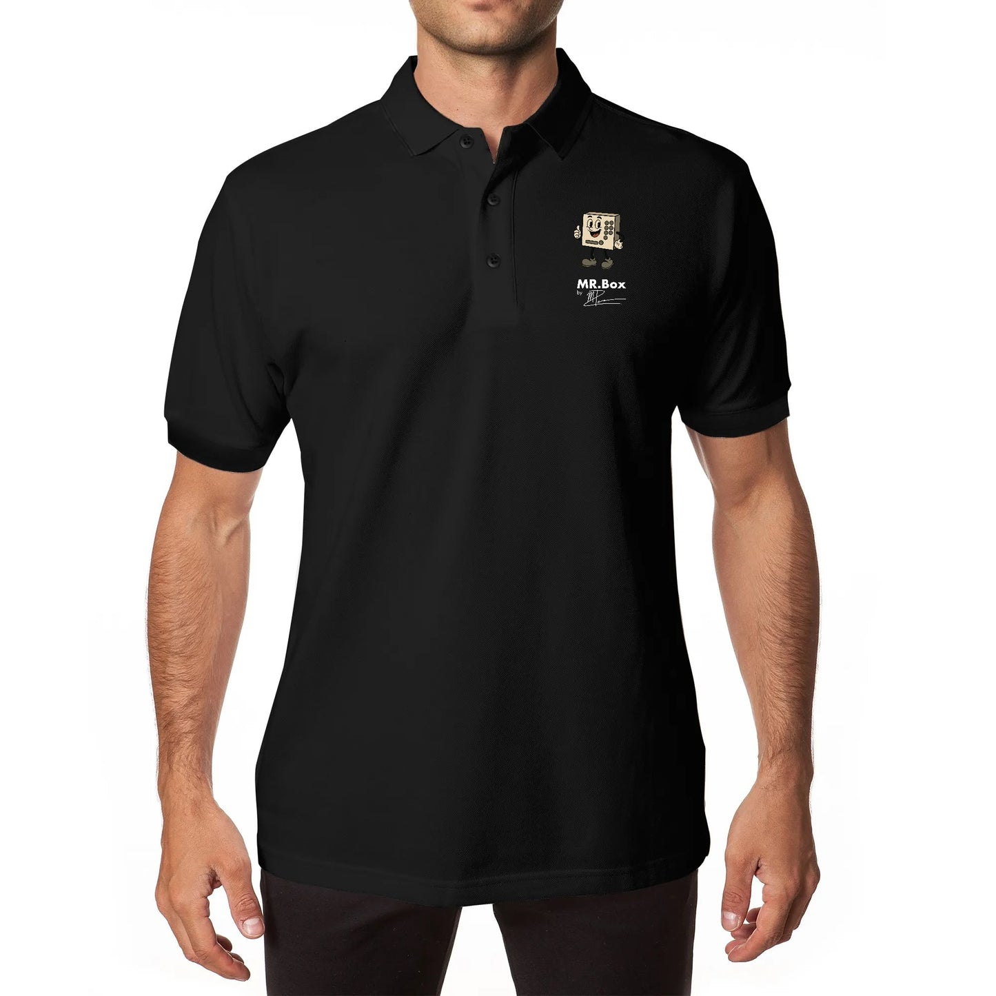 Double Side Printing-Man Black Polo Shirt