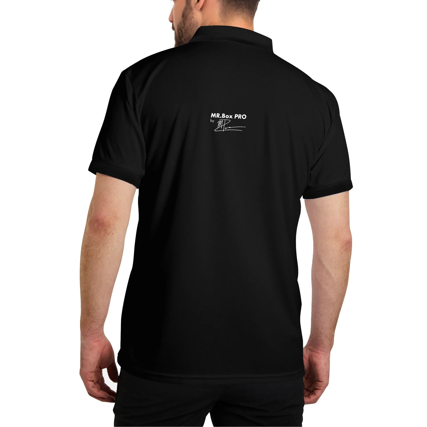 Double Side Printing-Man Black Polo Shirt